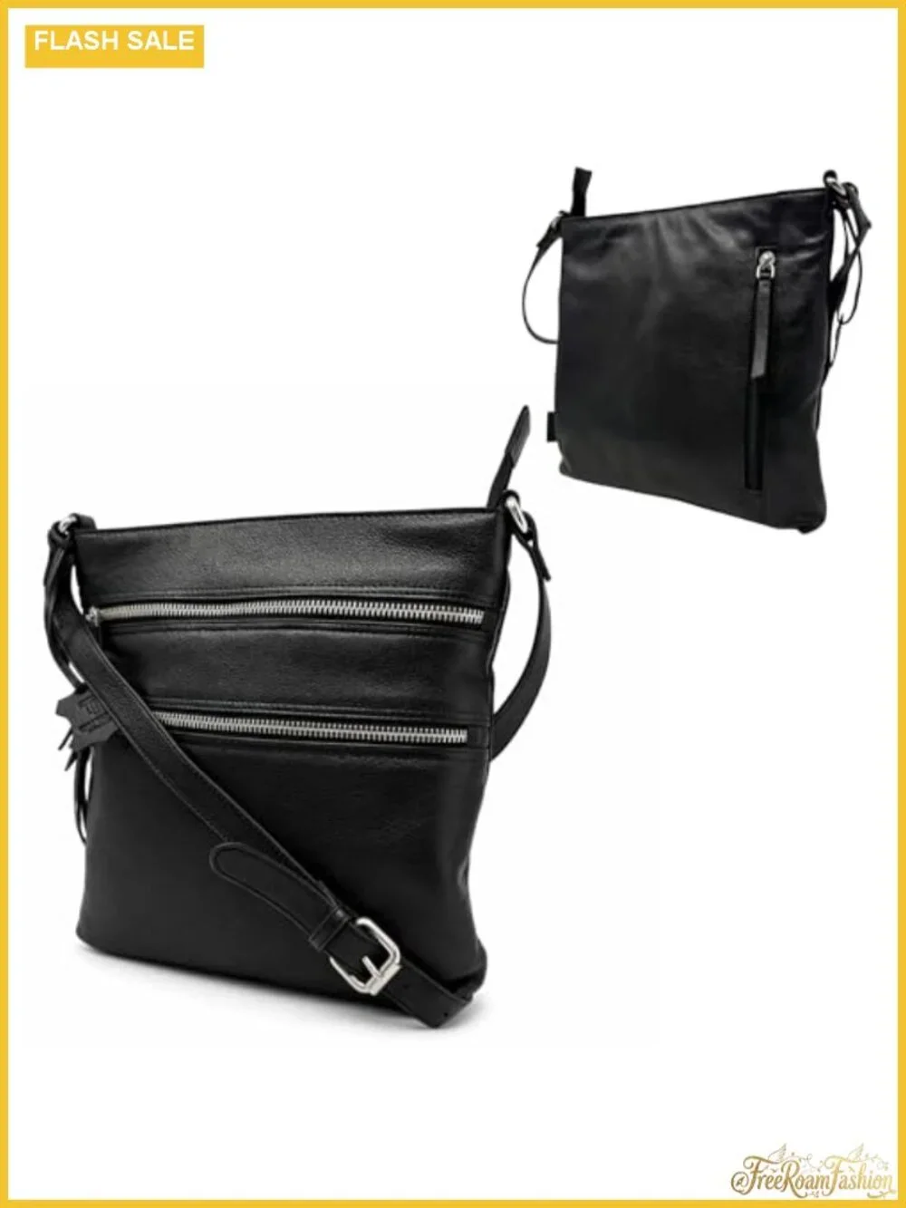 Genuine Leather Satchel Crossbody Handbag with Adjustable Strap
